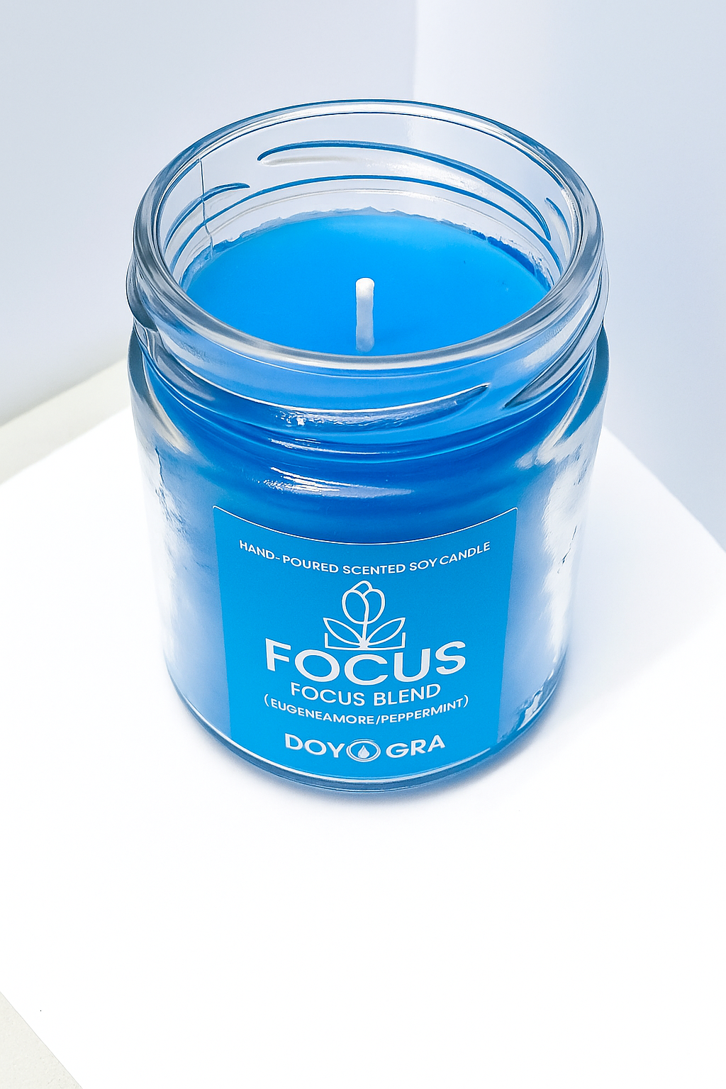DOYOCRA HOME Focus Candle – Lemongrass & Eucalyptus Mint | Hand-Poured Soy Wax in Glass Jar | 100g