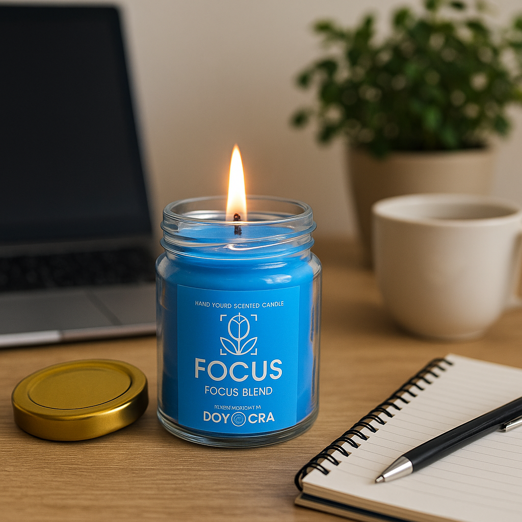 DOYOCRA HOME Focus Candle – Lemongrass & Eucalyptus Mint | Hand-Poured Soy Wax in Glass Jar | 100g