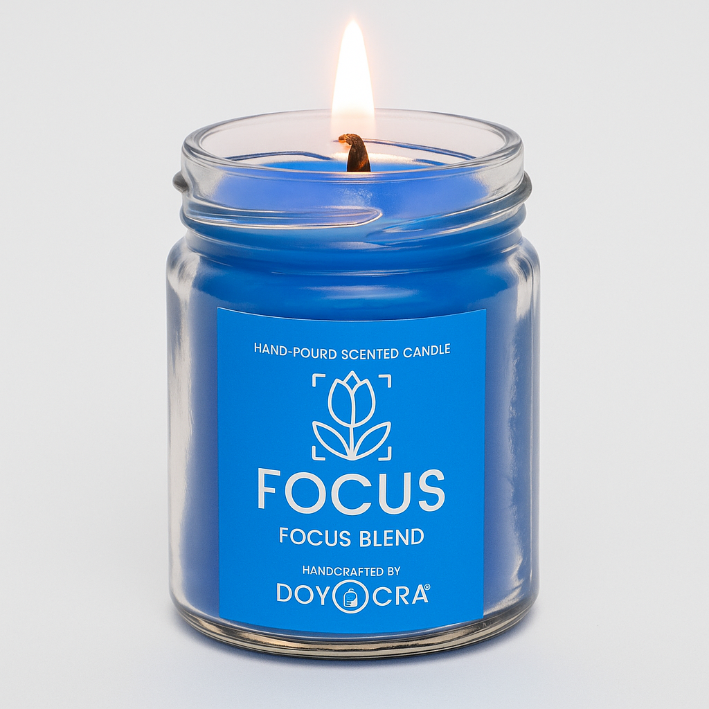 DOYOCRA HOME Focus Candle – Lemongrass & Eucalyptus Mint | Hand-Poured Soy Wax in Glass Jar | 100g