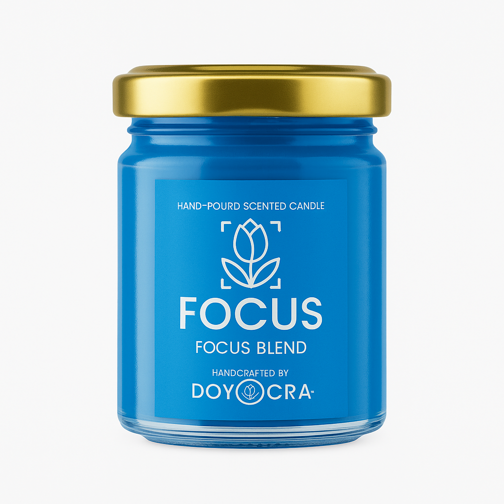 DOYOCRA HOME Focus Candle – Lemongrass & Eucalyptus Mint | Hand-Poured Soy Wax in Glass Jar | 100g