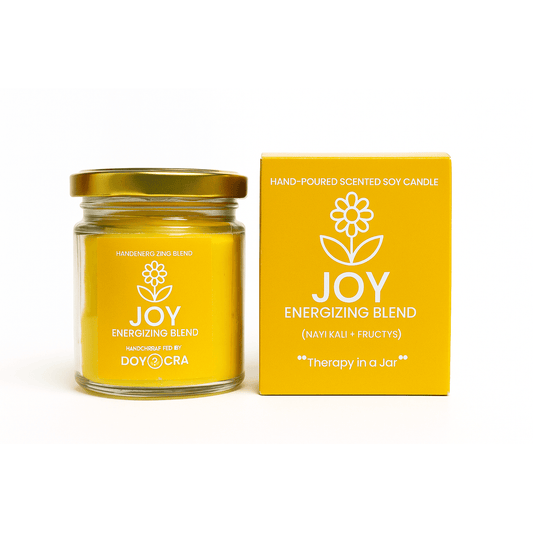 DOYOCRA HOME Joy Candle – Nayi Kali & Fructys | Hand-Poured Soy Wax in Glass Jar | 100g