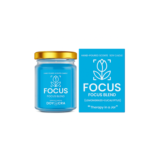 DOYOCRA HOME Focus Candle – Lemongrass & Eucalyptus Mint | Hand-Poured Soy Wax in Glass Jar | 100g