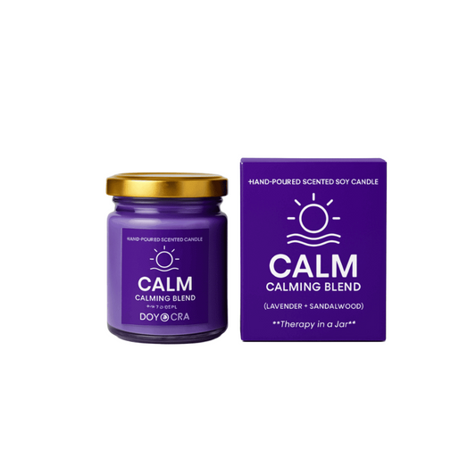 DOYOCRA HOME Calm Candle – Lavender & Sandalwood | Hand-Poured Soy Wax in Glass Jar | 100g
