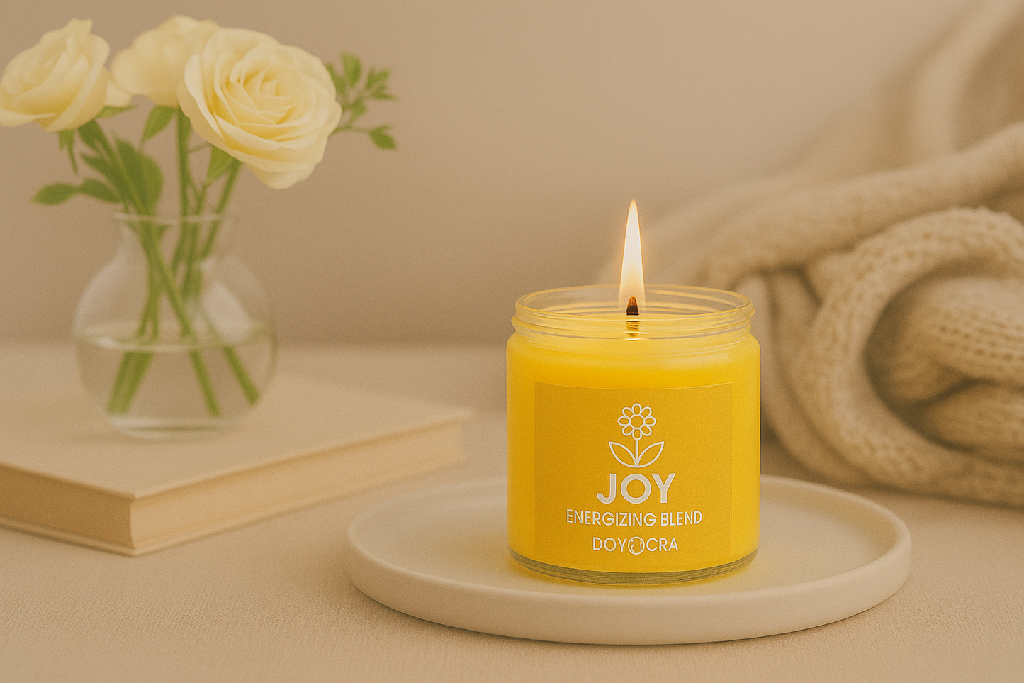 DOYOCRA HOME Joy Candle – Nayi Kali & Fructys | Hand-Poured Soy Wax in Glass Jar | 100g