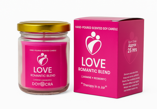 DOYOCRA HOME Love Candle – Jasmine & Red Berry | Hand-Poured Soy Wax in Glass Jar | 100g DOYOCRA HOME